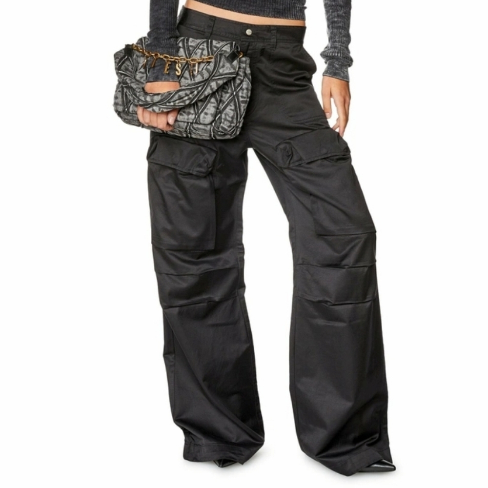 Diesel Cargo pants in slub satin